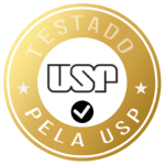 Ícone de um selo dizendo que o Oxiativa CF foi testado em laboratório da USP